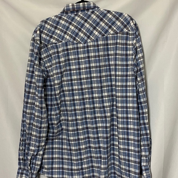 BULLHEAD WESTERN-SHIRT MENS SIZE XXL BLUE PLAID PEARL SNAP BUTTONS 100-% COTTON - Picture 9 of 12
